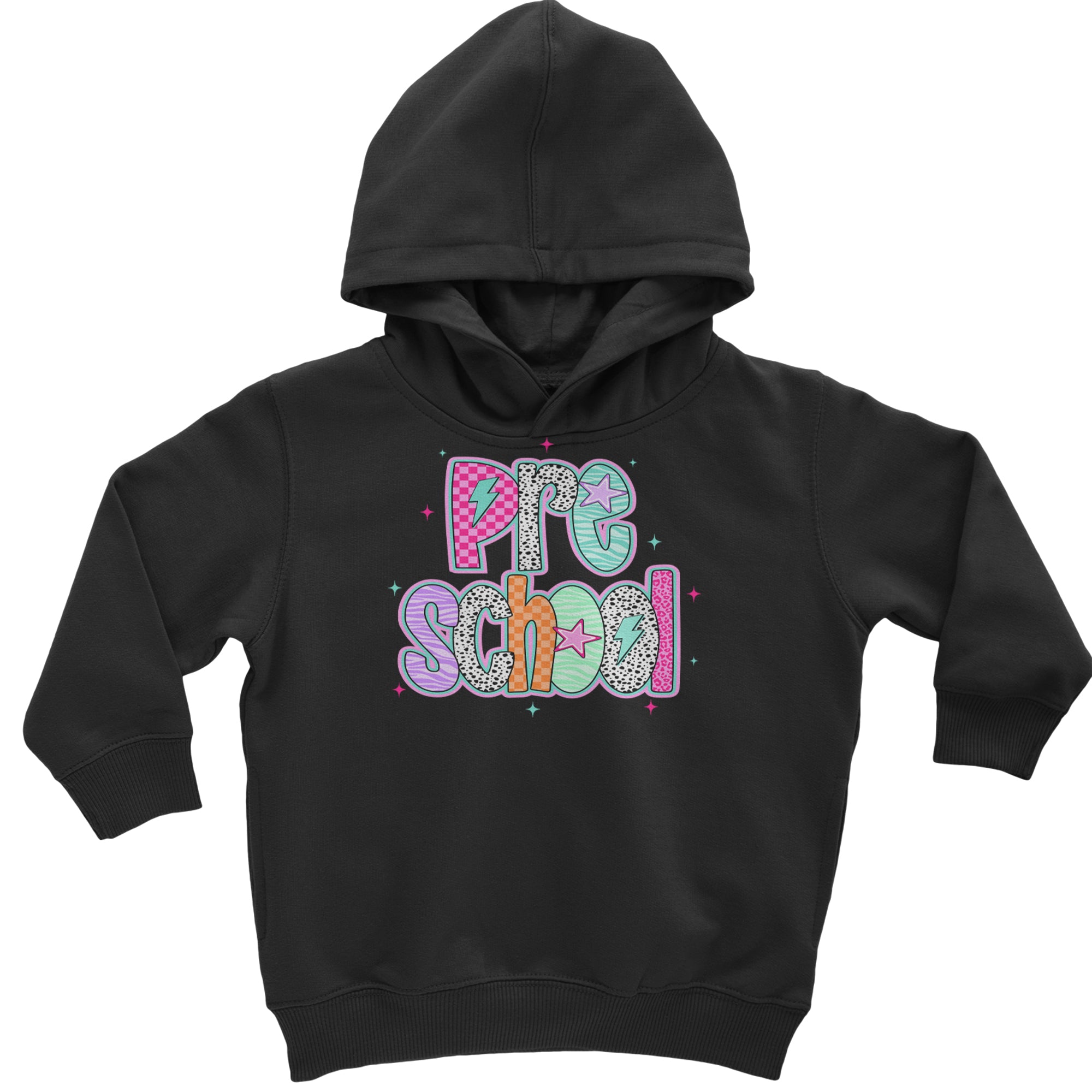 Preschool Power Colorful Back to School Toddler Hoodie Or Infant Fleece Romper Black