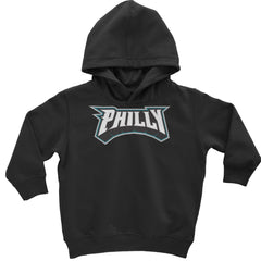 Retro Philly bold block lettering graphic on Toddler Pullover Fleece Hoodie or Infant Fleece One-Piece