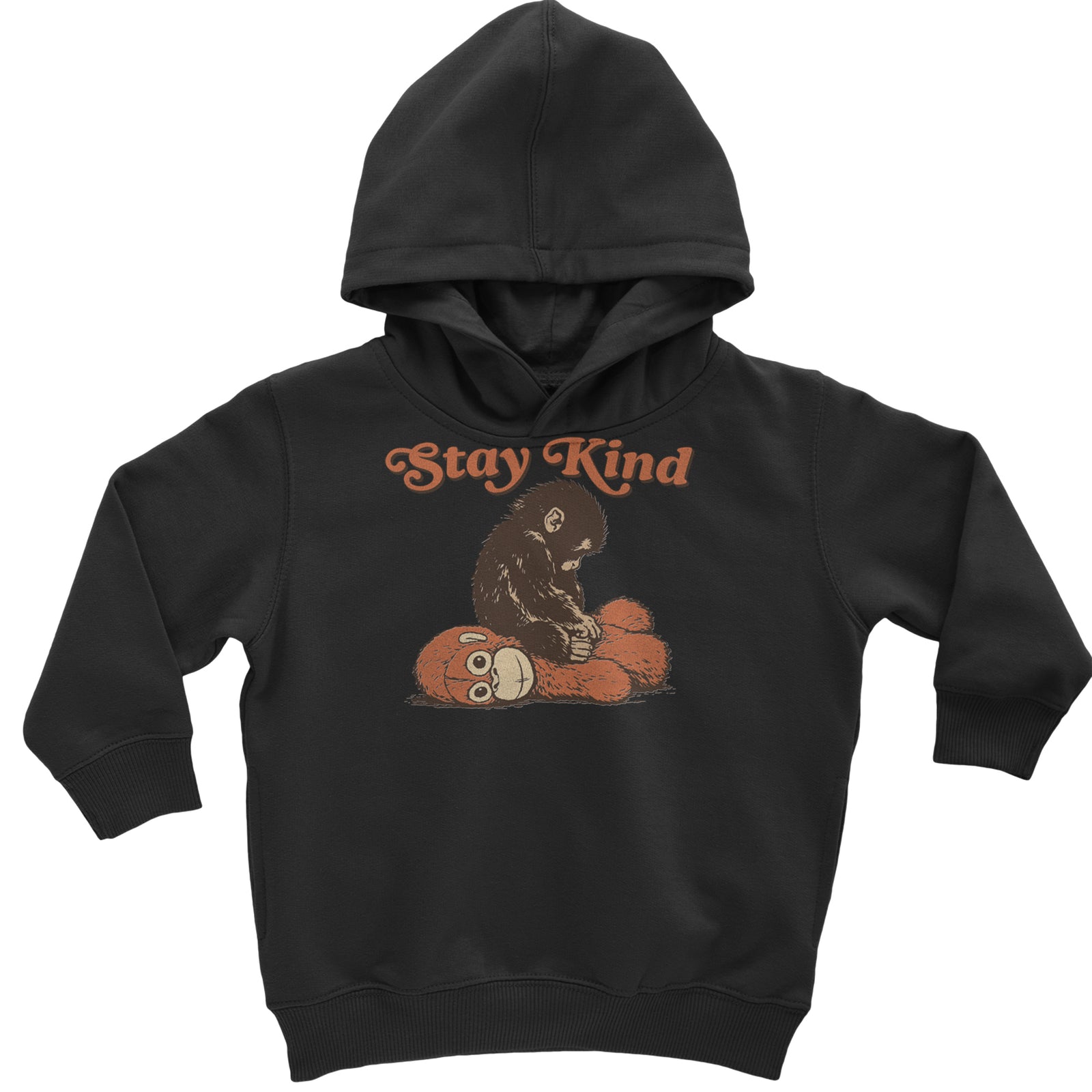 Punch Stay Kind Macaque Toddler Hoodie Or Infant Fleece Romper Black