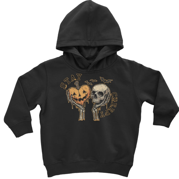 Stay Creepy Skull and Pumpkin Halloween Toddler Hoodie Or Infant Fleece Romper