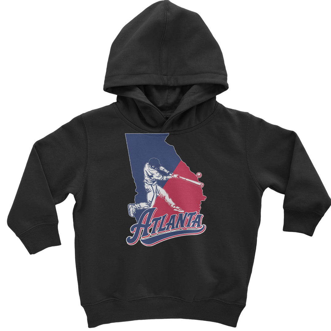 Atlanta Georgia Batter Up Toddler Hoodie Or Infant Fleece Romper Black