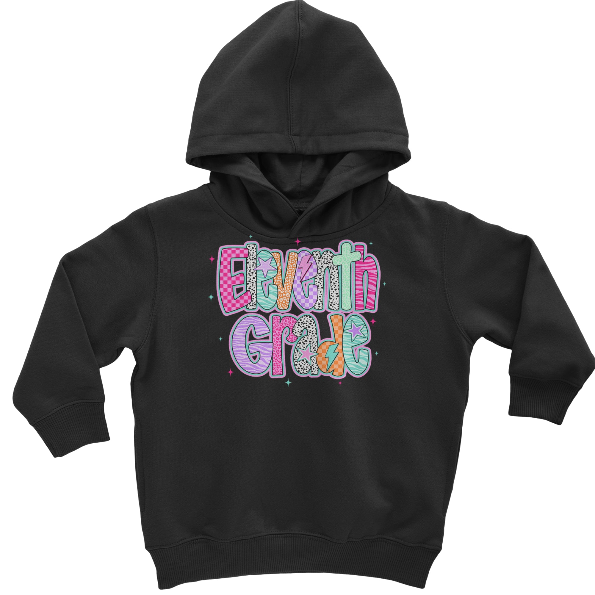 Eleventh Grade Extra Colorful Back to School Toddler Hoodie Or Infant Fleece Romper Black