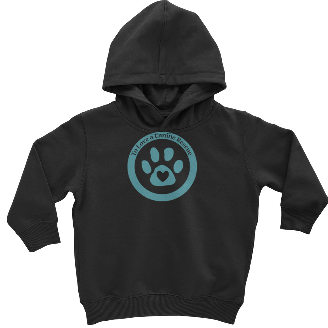 TLC To Love a Canine Dog Rescue Teal Toddler Hoodie Or Infant Fleece Romper Black