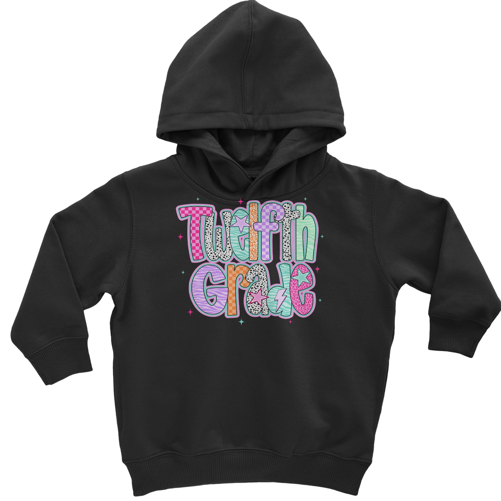 Senior Year Colorful Back to School Toddler Hoodie Or Infant Fleece Romper Black