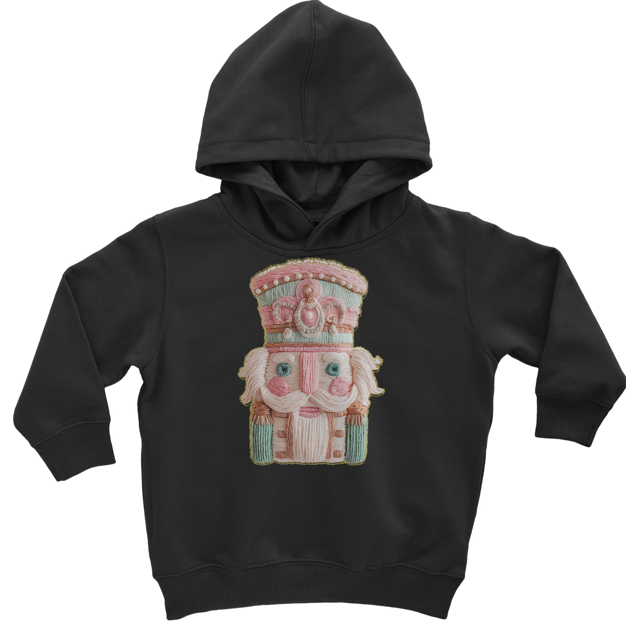 Vintage Nutcracker Embroidery Art Soft Cottagecore Toddler Hoodie Or Infant Fleece Romper Navy Blue