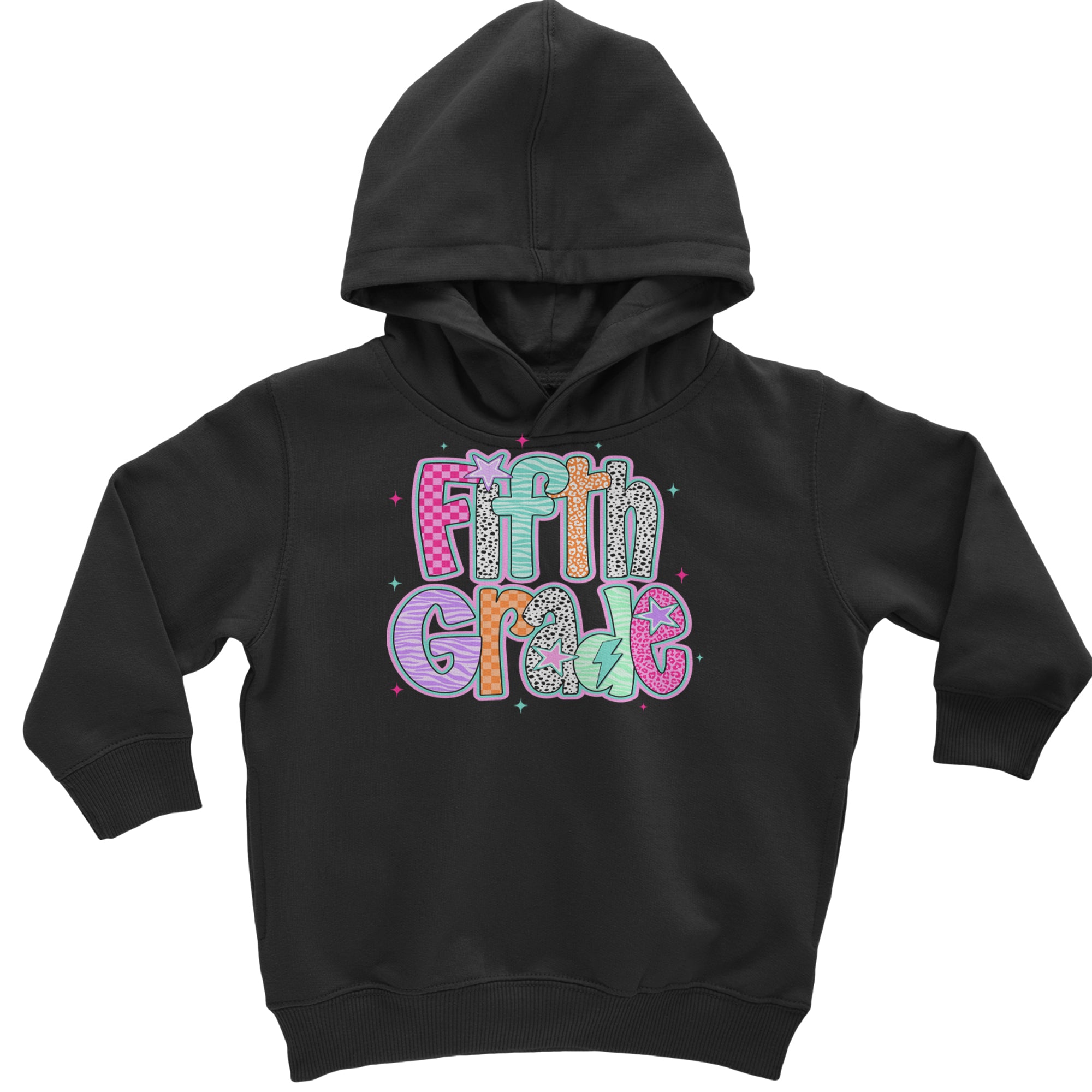 Fifth Grade Fly Colorful Back to School Toddler Hoodie Or Infant Fleece Romper Black