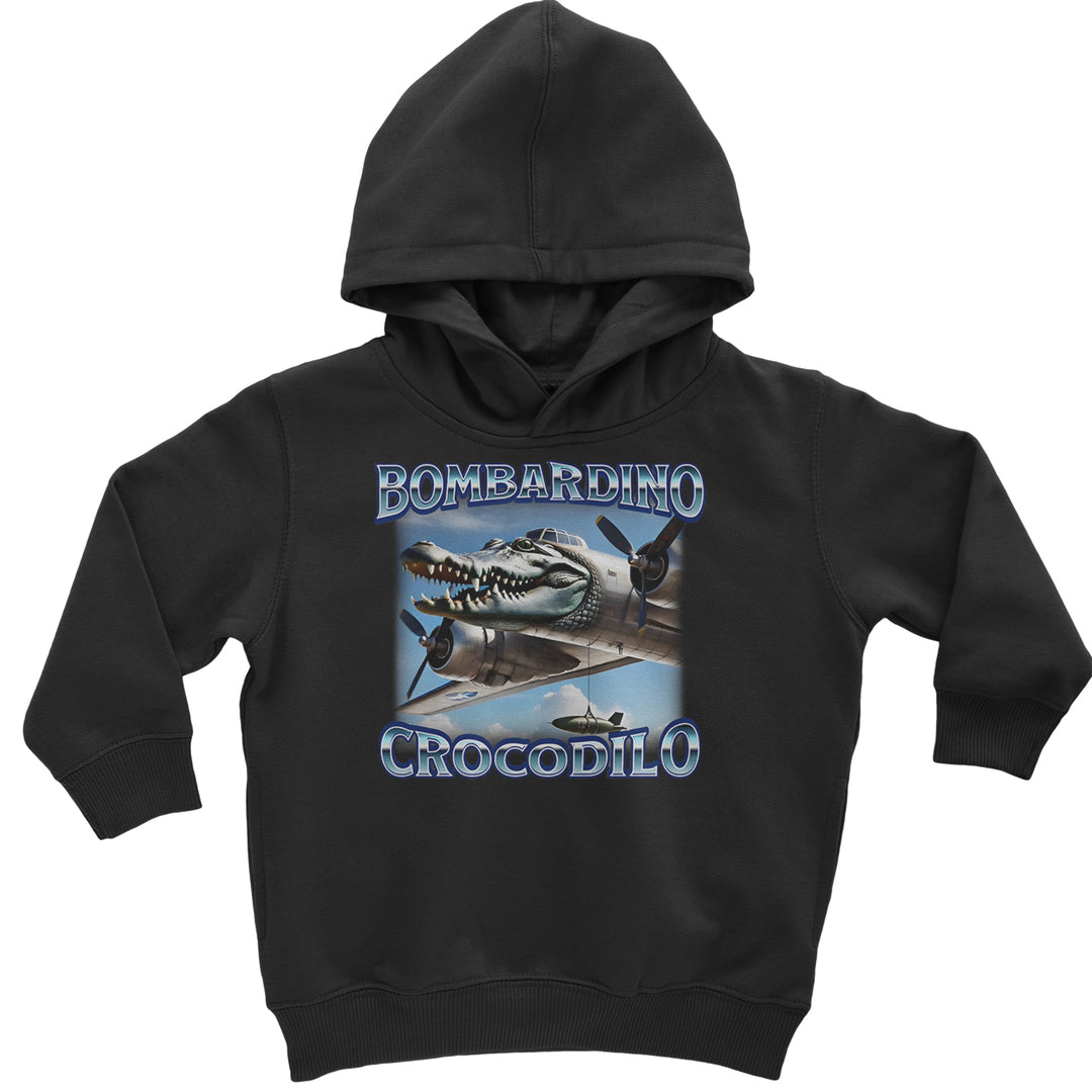 Bombardino Crocodilo brainrot crocodile plane meme graphic on a toddler pullover fleece hoodie and infant fleece one-piece romper
