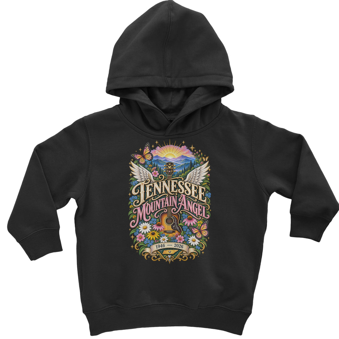 Tennessee Mountain Angel Wings Dolly Toddler Hoodie Or Infant Fleece Romper Black
