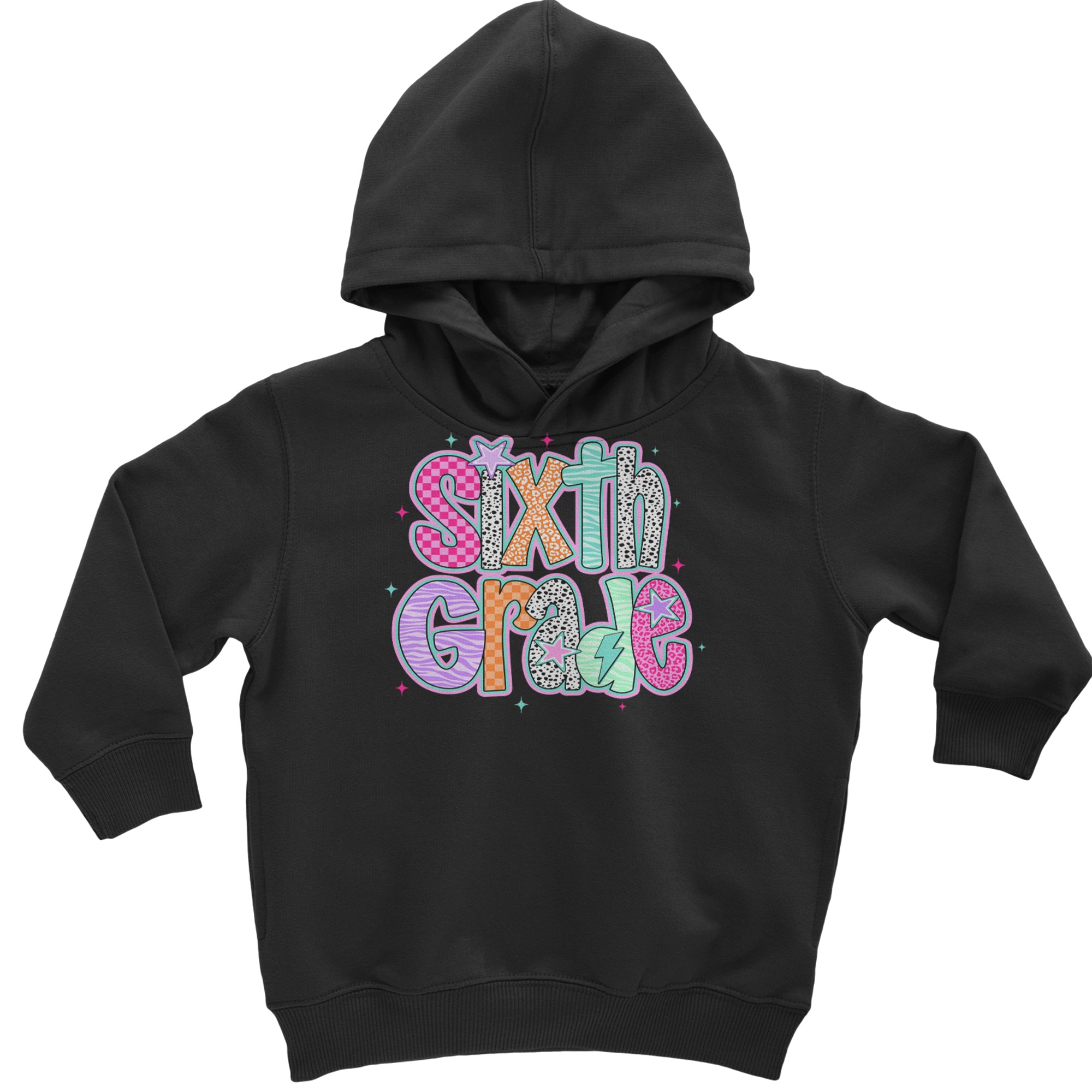 Sixth Grade Colorful Back to School Toddler Hoodie Or Infant Fleece Romper Black