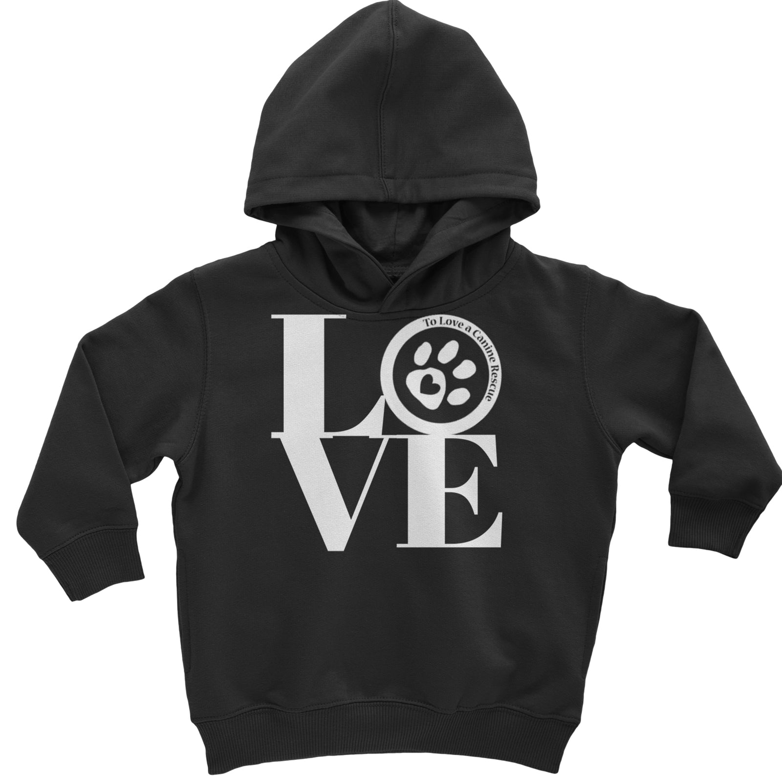 TLC LOVE Dog Rescue Toddler Hoodie Or Infant Fleece Romper Black
