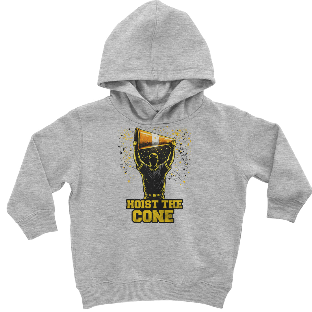 Hoist The Cone Pittsburgh Pride Toddler Hoodie Or Infant Fleece Romper Heather Grey