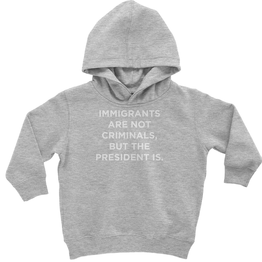 Immigrants Are Not Criminals Toddler Hoodie Or Infant Fleece Romper Heather Grey