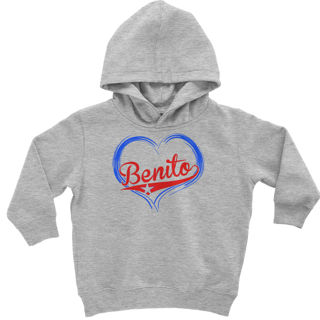 Benito Heart Puerto Rico Toddler Hoodie Or Infant Fleece Romper Heather Grey