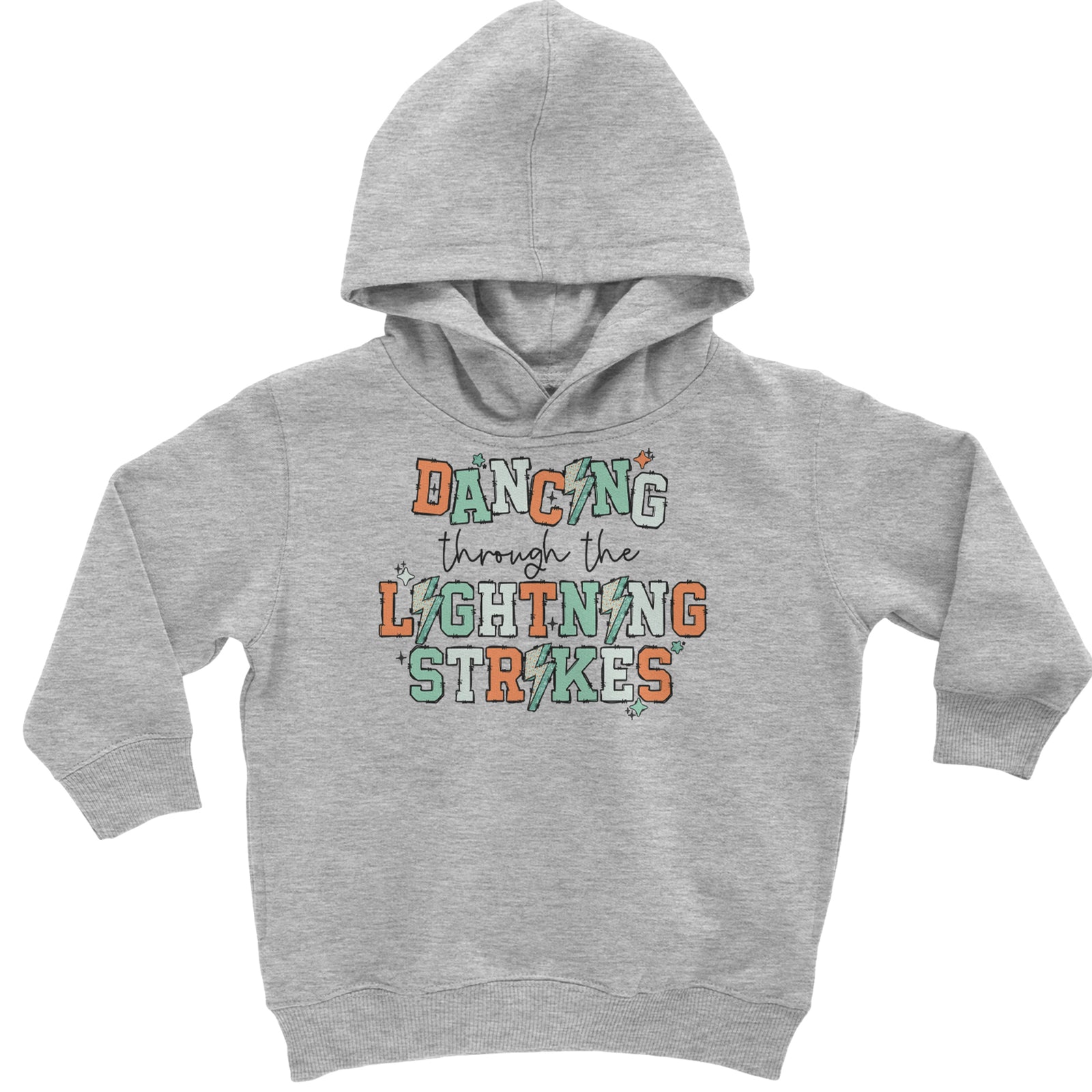 Dancing Through The Lightning Strikes Toddler Hoodie Or Infant Fleece Romper Heather Grey