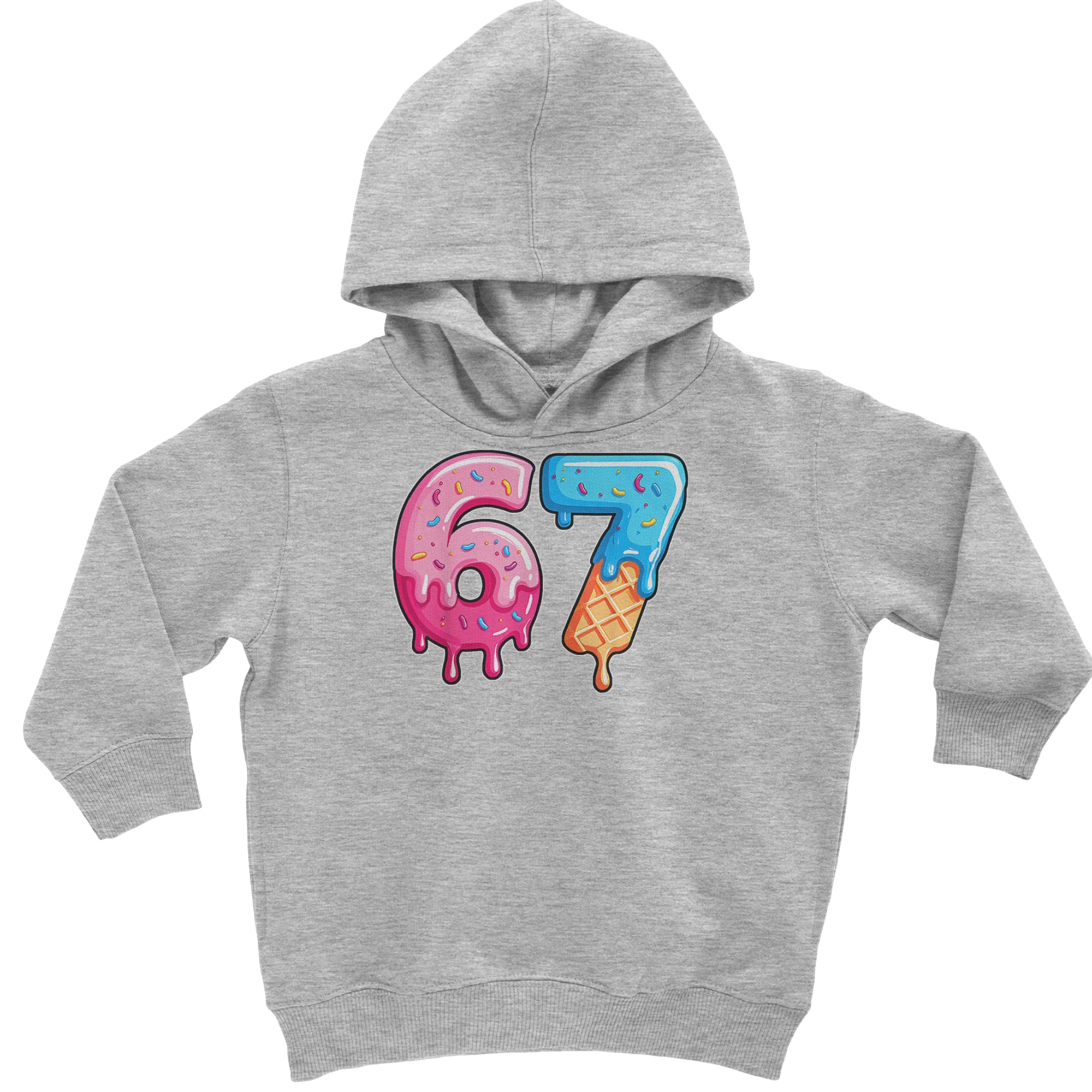 67 Dripping Ice Cream Donut Melt Toddler Hoodie Or Infant Fleece Romper Heather Grey