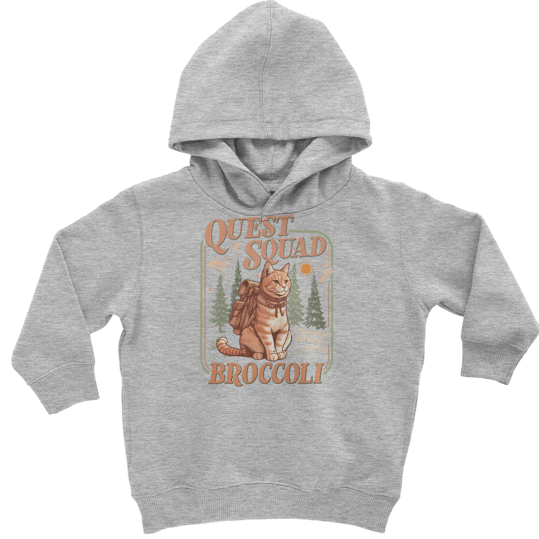 Quest Squad Broccoli Cat Fantasy Reader  Toddler Hoodie Or Infant Fleece Romper Heather Grey