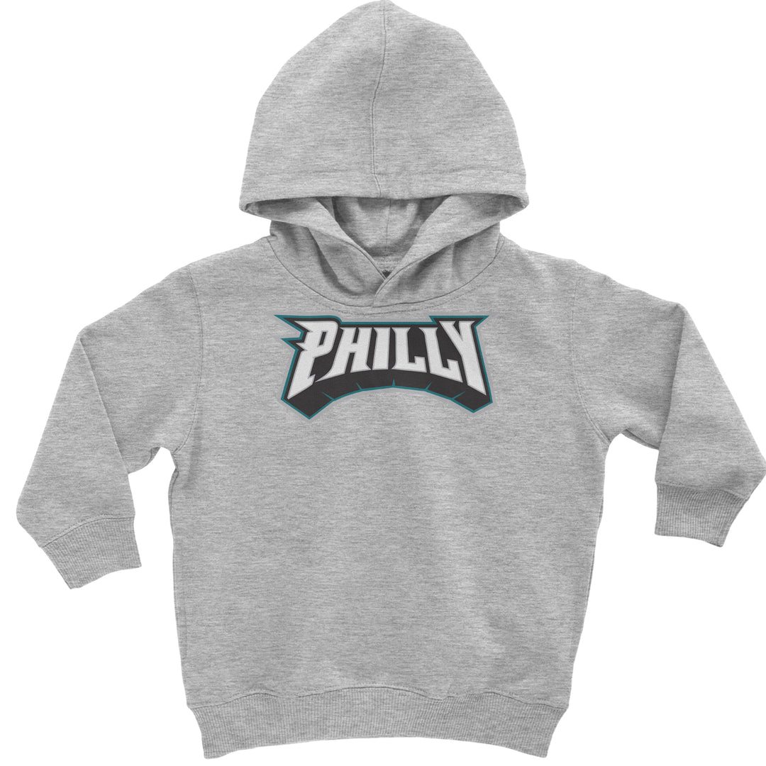 Philly Bold Block Throwback Toddler Hoodie Or Infant Fleece Romper Heather Grey
