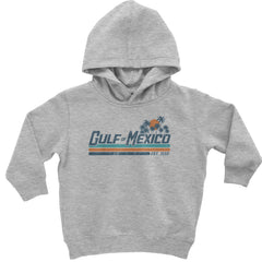Gulf of Mexico EST. 1550 sunset palm graphic on Toddler Pullover Fleece Hoodie and Infant Fleece One-Piece