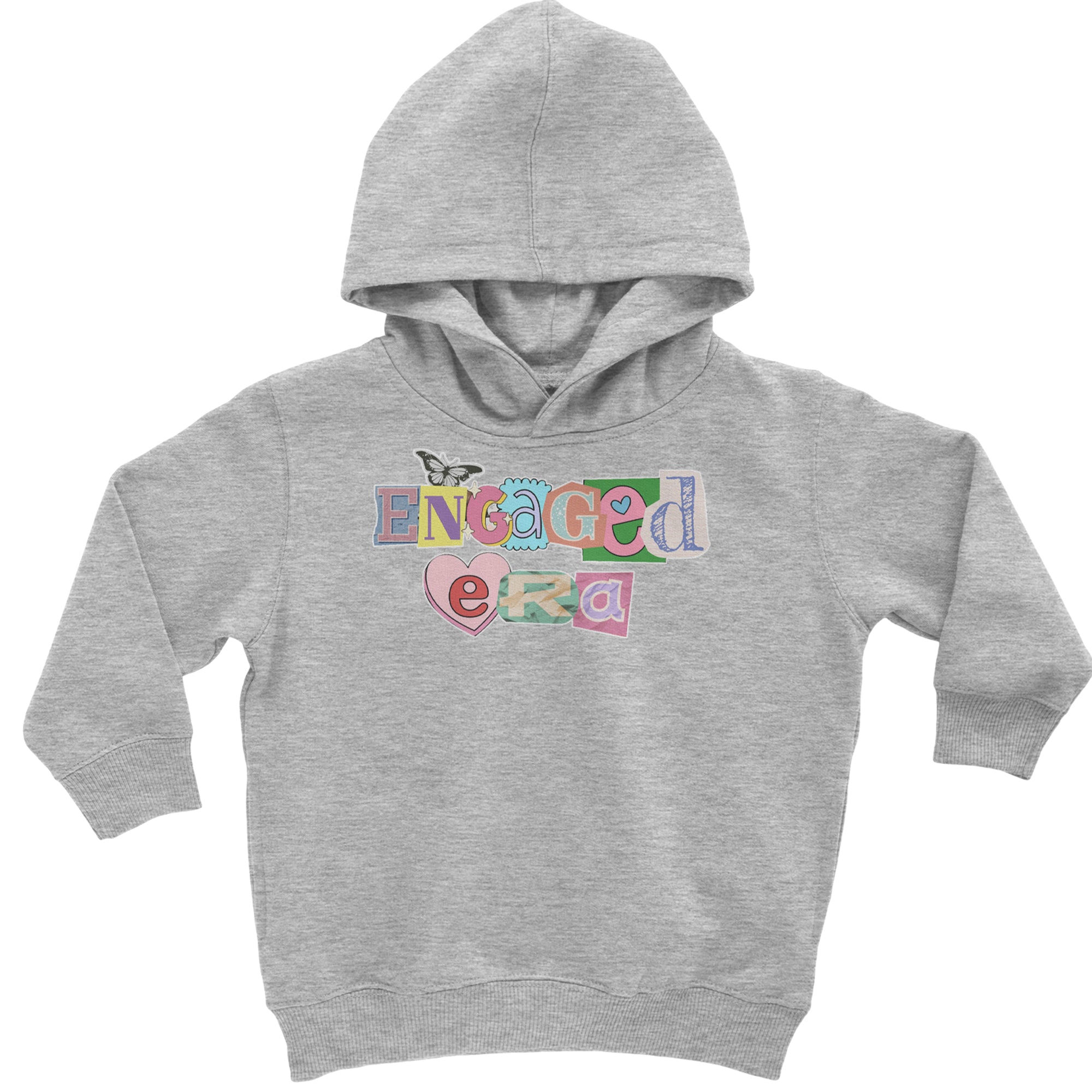 Engaged Era Aesthetic Retro Collage Design Toddler Hoodie Or Infant Fleece Romper Heather Grey