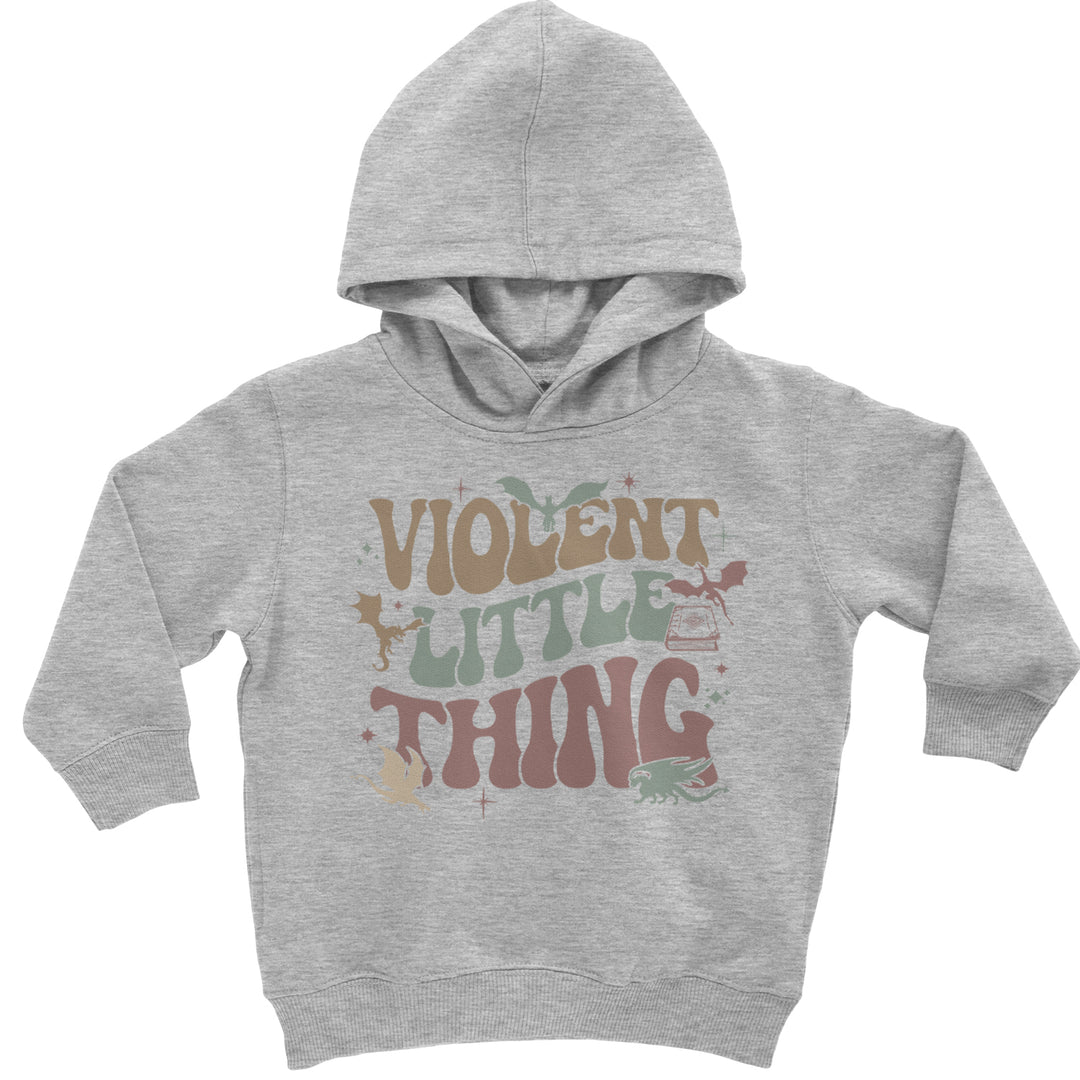 Violent Little Thing Dragon graphic on Toddler Hoodie and Baby Fleece Onesie in Heather Grey