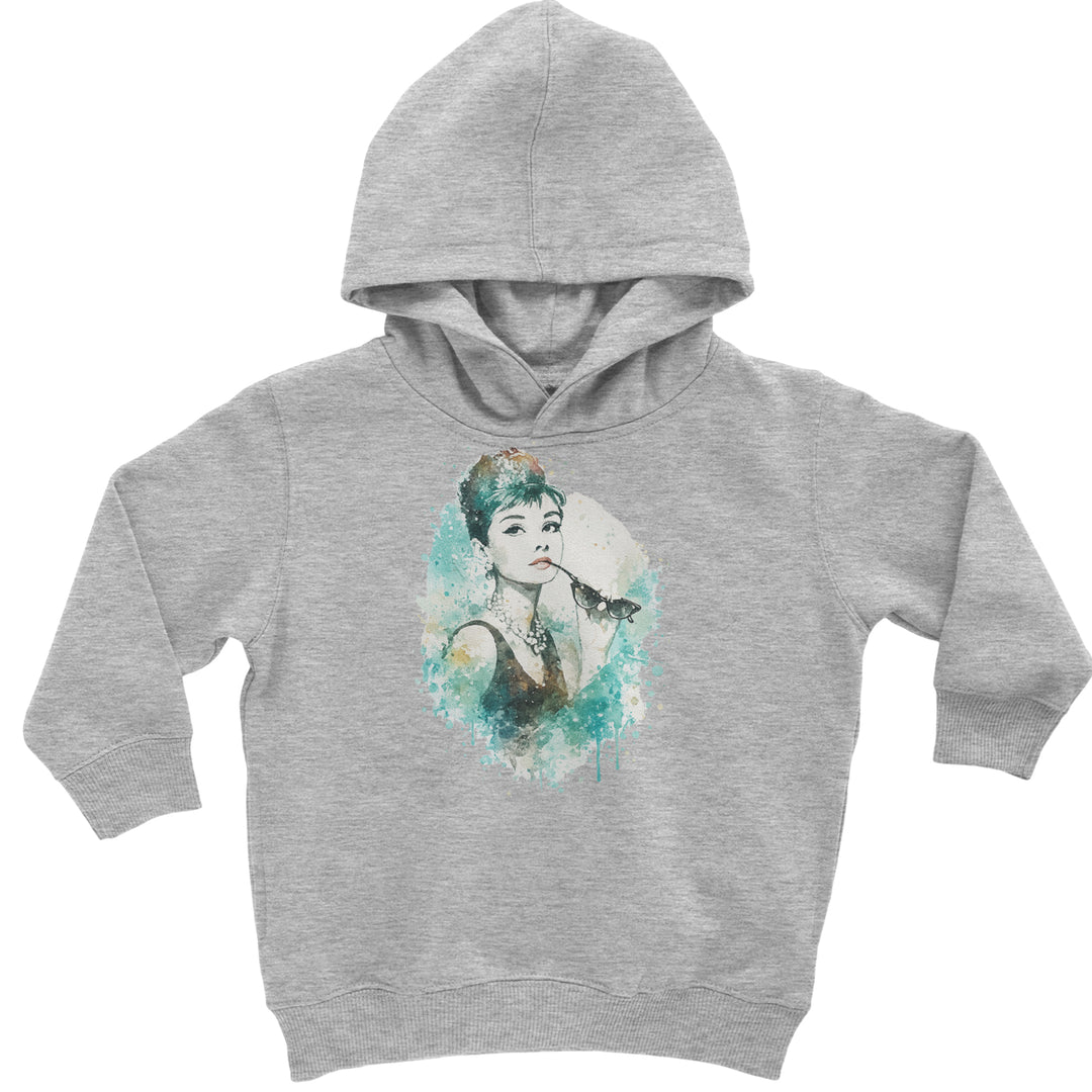 Mrs. Herpburn Iconic Watercolors Toddler Hoodie Or Infant Fleece Romper Heather Grey