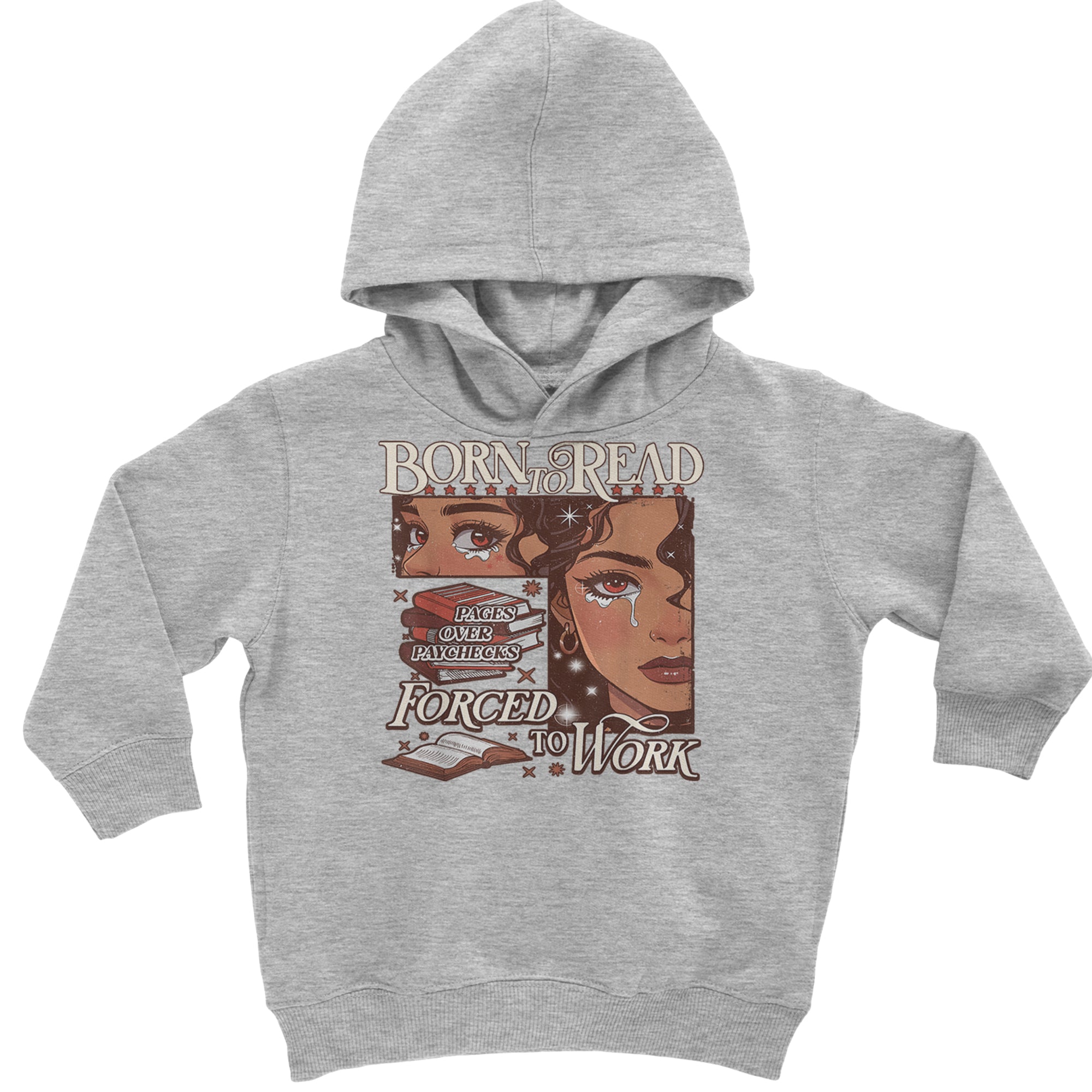 Born To Read Pages Over Paychecks Toddler Hoodie Or Infant Fleece Romper Heather Grey