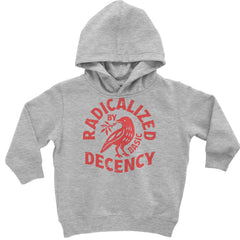 Radicalized by Basic Decency Dove Protest Statement Toddler Hoodie Or Infant Fleece Romper Heather Grey