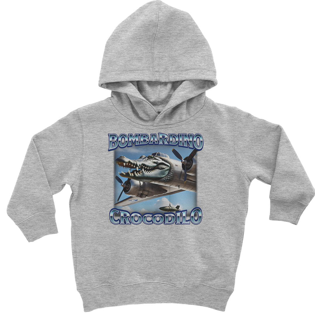 Bombardino Crocodilo Brainrot Toddler Hoodie Or Infant Fleece Romper Heather Grey