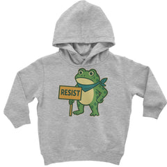 Sign Resist Meme Frog Protest Toddler Hoodie Or Infant Fleece Romper Heather Grey