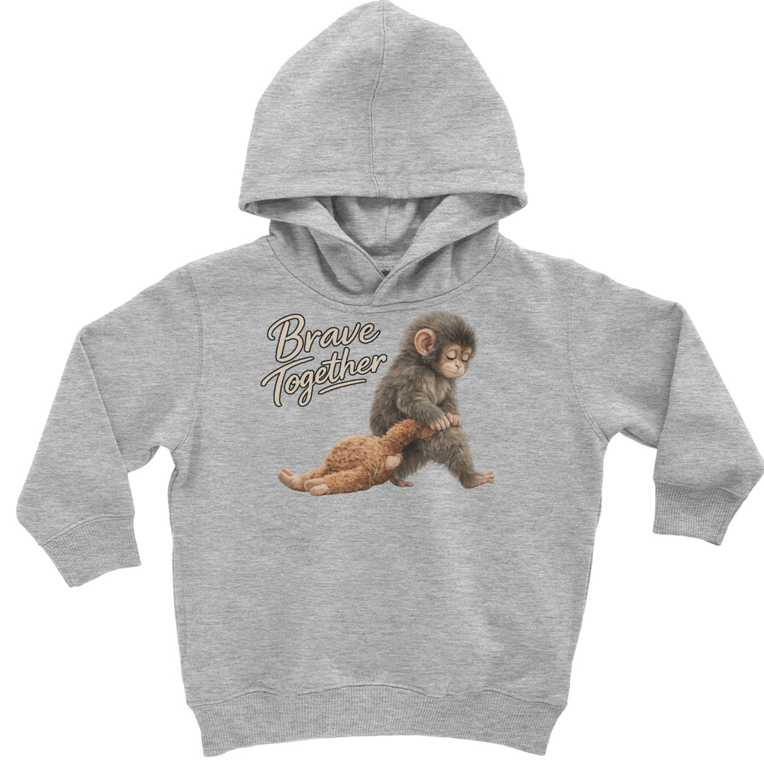 Punch Brave Together Stuffed Animal Toddler Hoodie Or Infant Fleece Romper Heather Grey