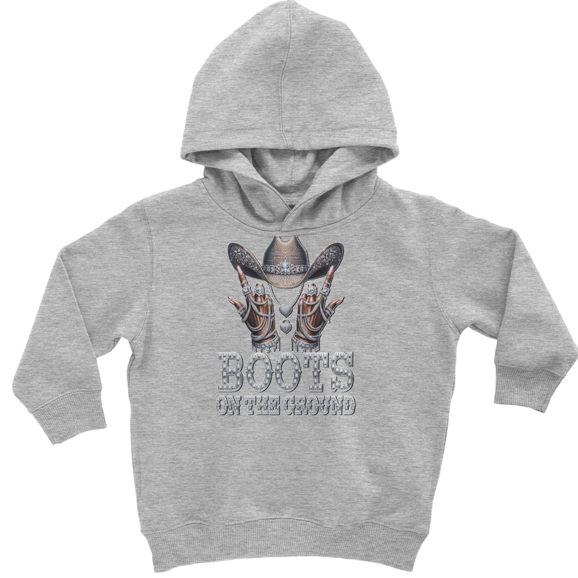 Boots On The Ground Bling Toddler Hoodie Or Infant Fleece Romper Heather Grey