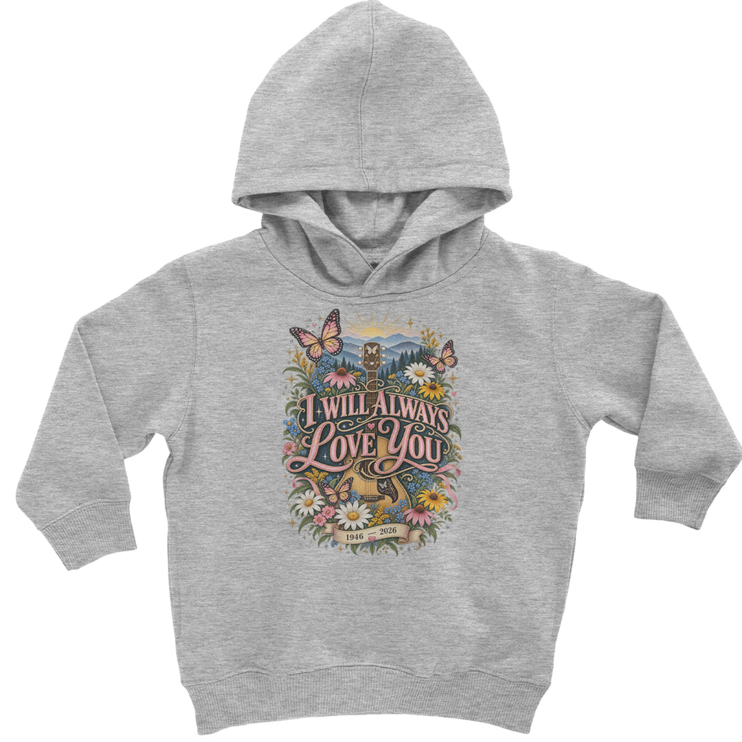 I Will Always Love You Dolly Toddler Hoodie Or Infant Fleece Romper Heather Grey