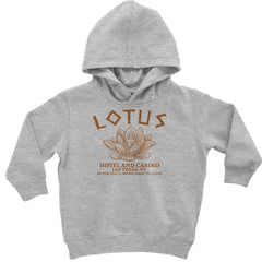 Lotus Hotel and Casino lotus symbol graphic on toddler pullover fleece hoodie and infant footless fleece one-piece
