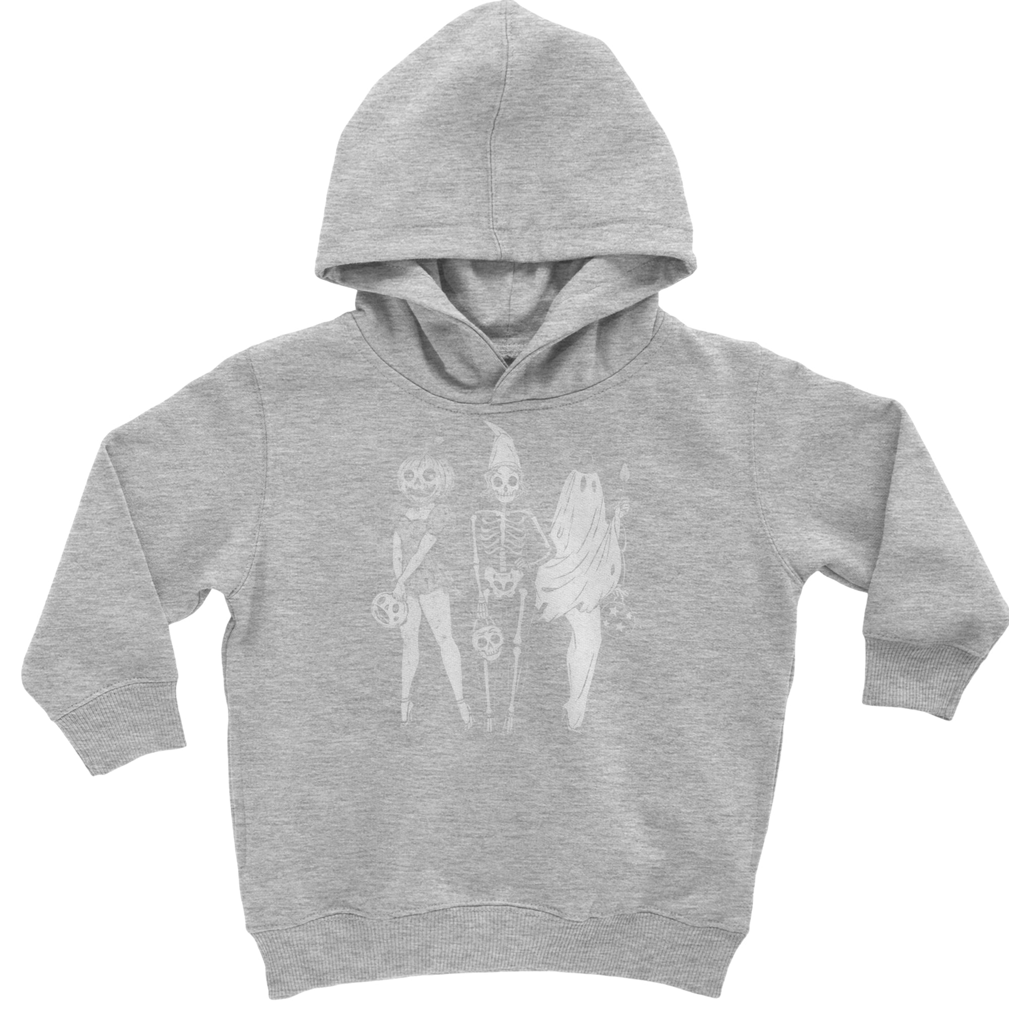 Vintage Spooky Squad Pinup Halloween Design Toddler Hoodie Or Infant Fleece Romper Heather Grey
