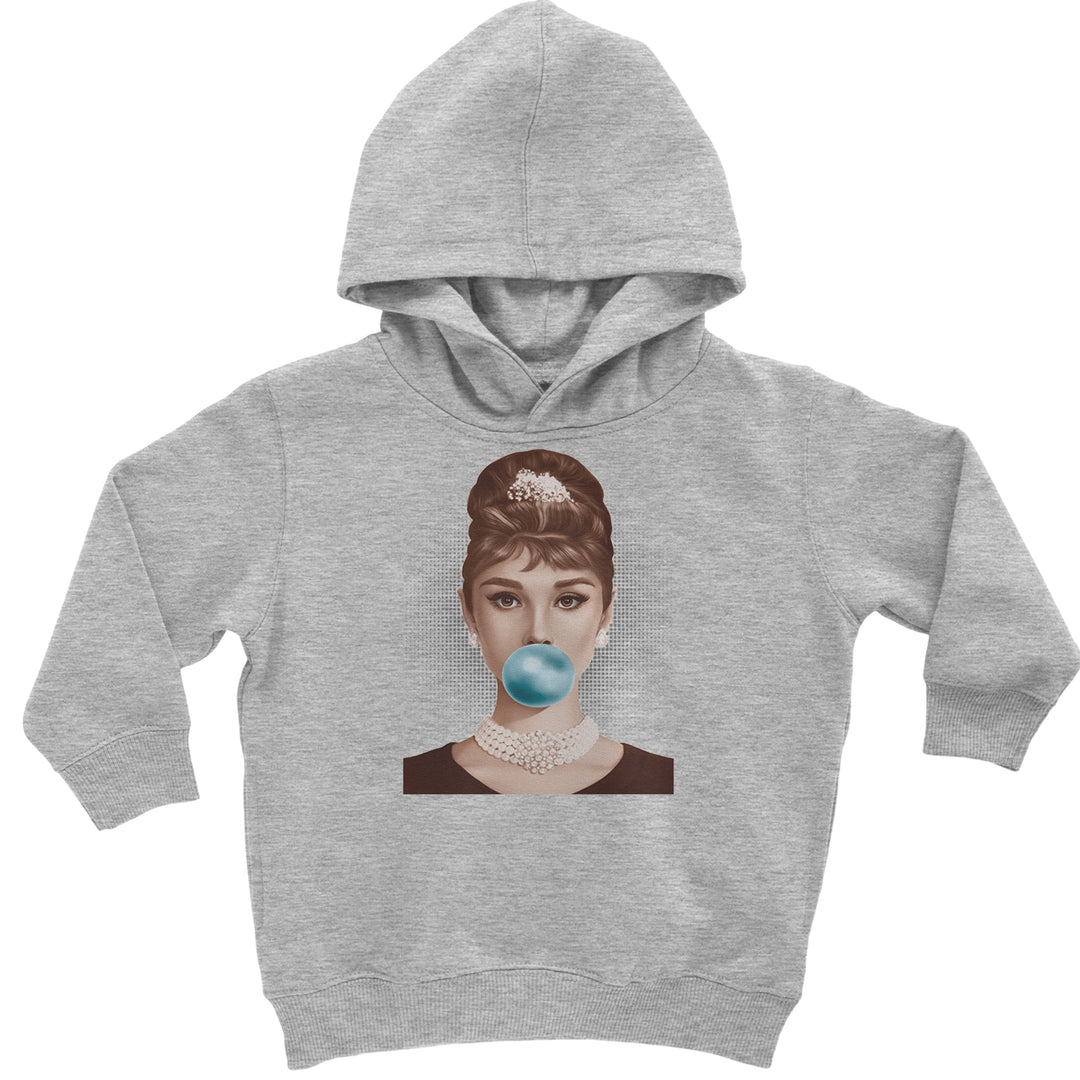 Audrey Hepburn Chewing Bubble Gum American Icon Toddler Hoodie Or Infant Fleece Romper Heather Grey