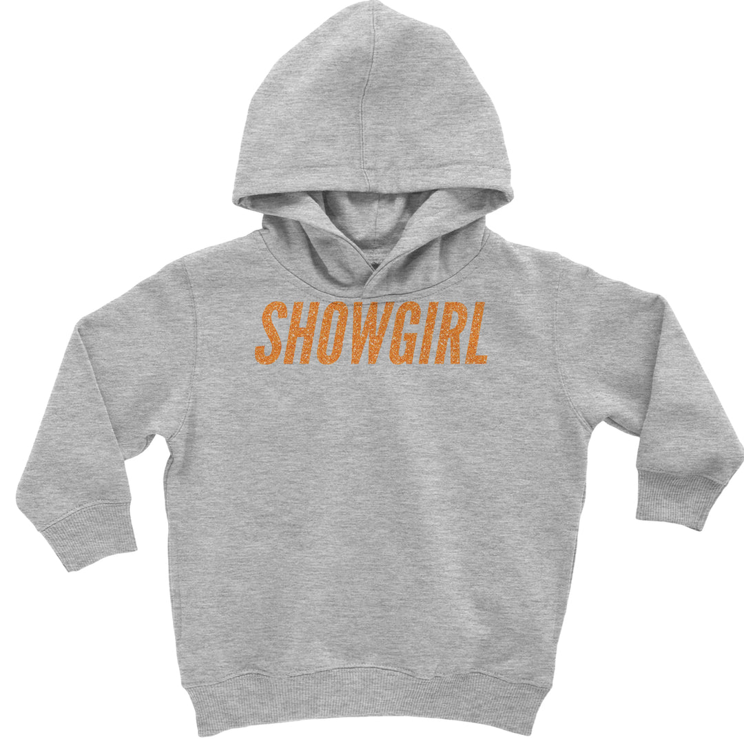 Showgirl Orange Glitter Toddler Hoodie Or Infant Fleece Romper Heather Grey