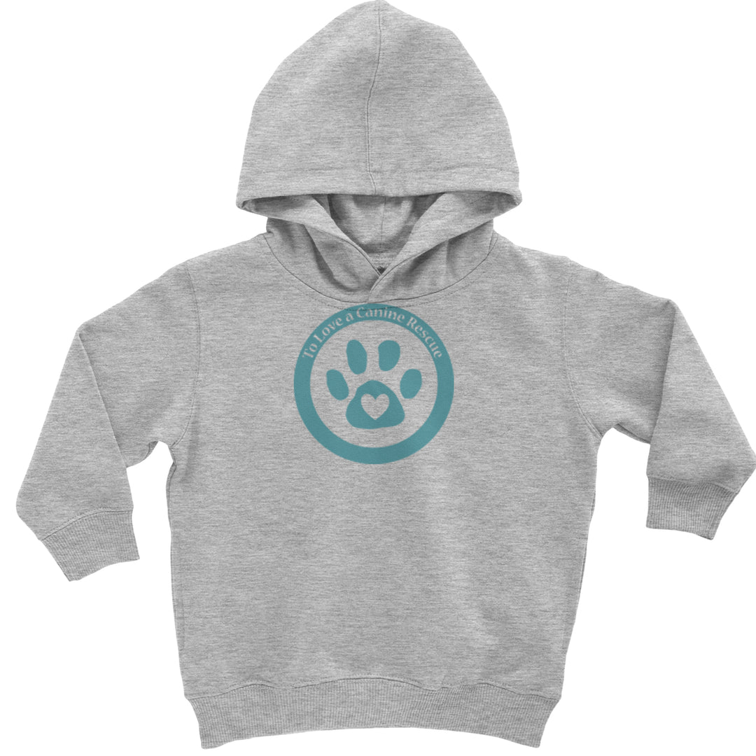 TLC To Love a Canine Dog Rescue Teal Toddler Hoodie Or Infant Fleece Romper Heather Grey