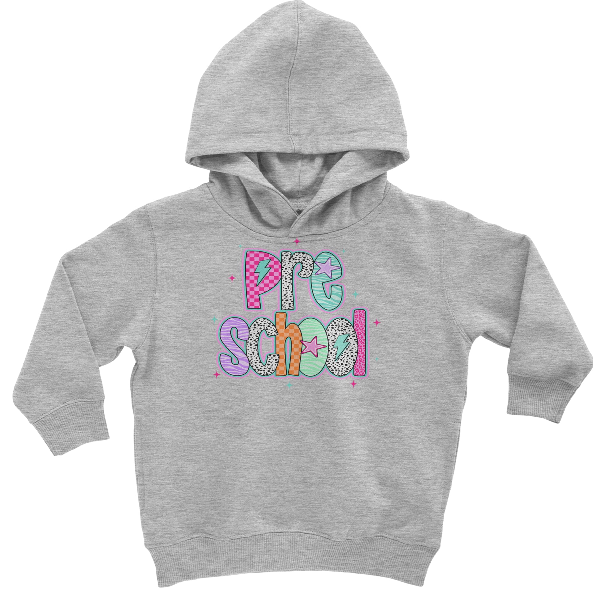 Preschool Power Colorful Back to School Toddler Hoodie Or Infant Fleece Romper Heather Grey