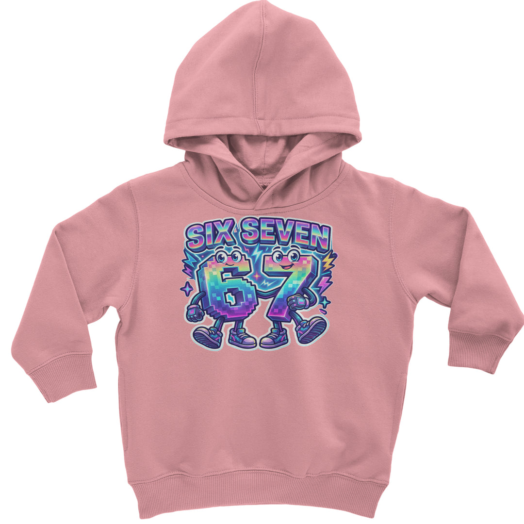 Six Seven 67 Retro Pixel Buddies Toddler Hoodie Or Infant Fleece Romper Mauve