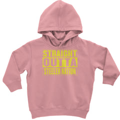 Straight Outta Steeler Nation Football graphic on Toddler Hoodie and Baby Fleece Onesie in Mauve