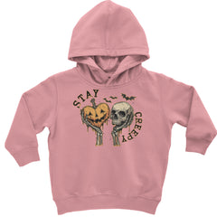 Stay Creepy Skull and Pumpkin Halloween Toddler Hoodie Or Infant Fleece Romper Mauve