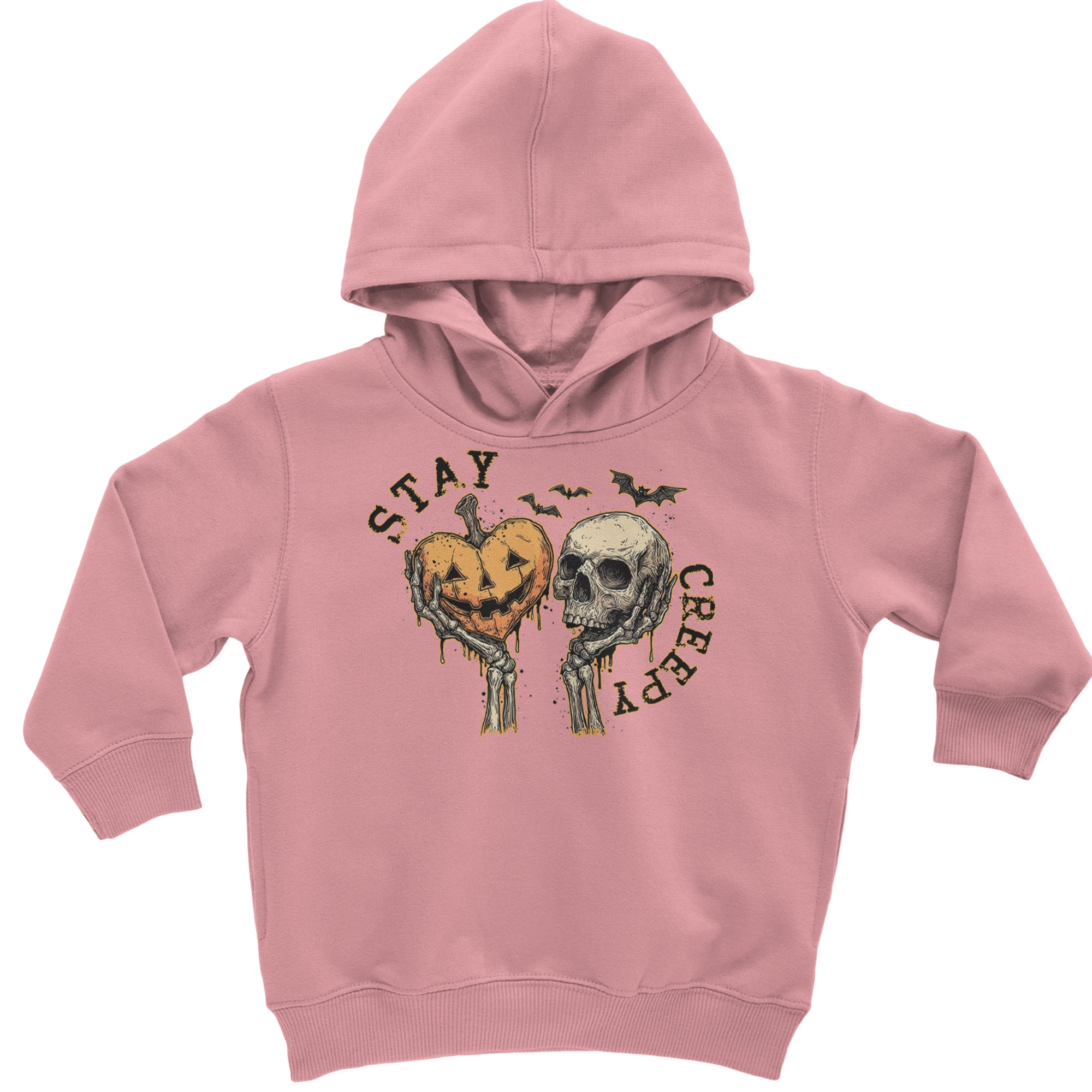 Stay Creepy Skull and Pumpkin Halloween Toddler Hoodie Or Infant Fleece Romper Mauve