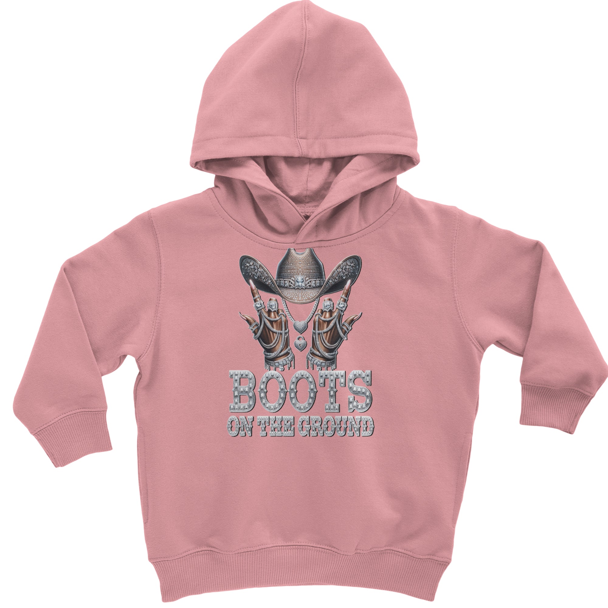 Boots On The Ground Bling Toddler Hoodie Or Infant Fleece Romper Mauve