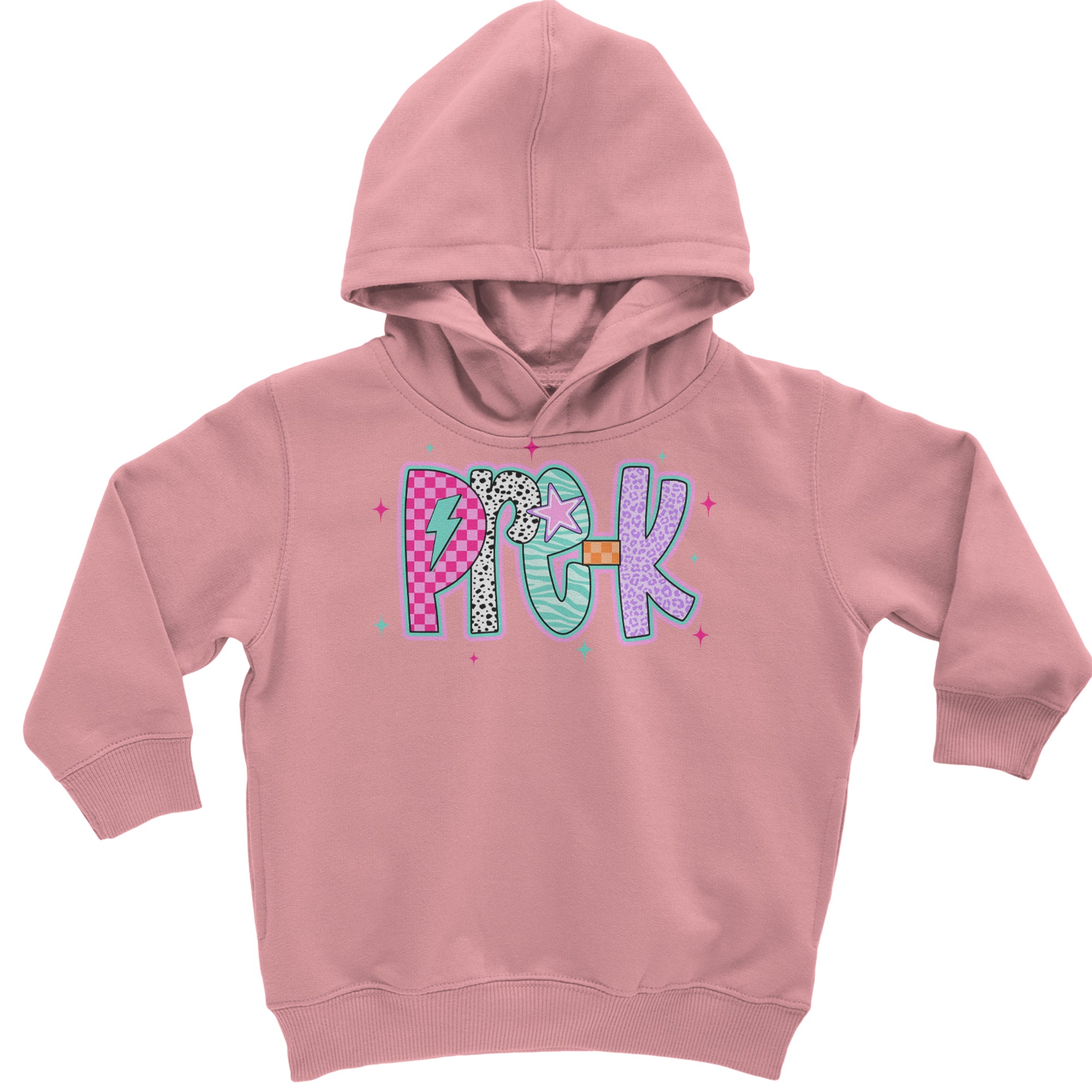 Pre-K Party Time Colorful Back to School Toddler Hoodie Or Infant Fleece Romper Mauve