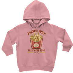 French Fries Are Finger Food IYKYK Toddler Hoodie Or Infant Fleece Romper Mauve
