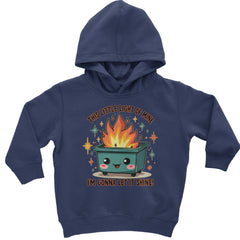 This Little Light of Mine Dumpster Fire Smile Face graphic on Toddler Hoodie and Baby Fleece Onesie in Navy Blue
