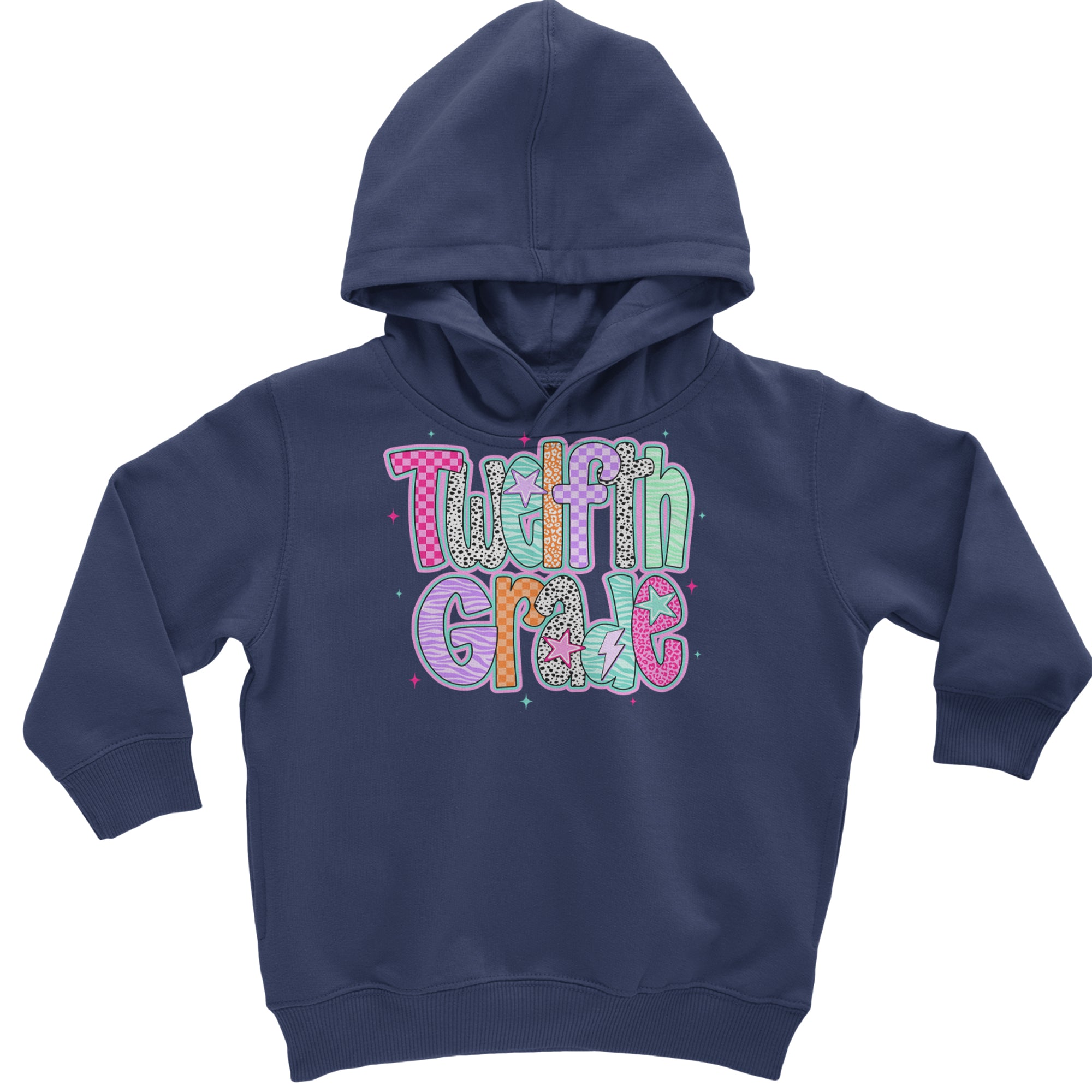 Senior Year Colorful Back to School Toddler Hoodie Or Infant Fleece Romper Navy Blue