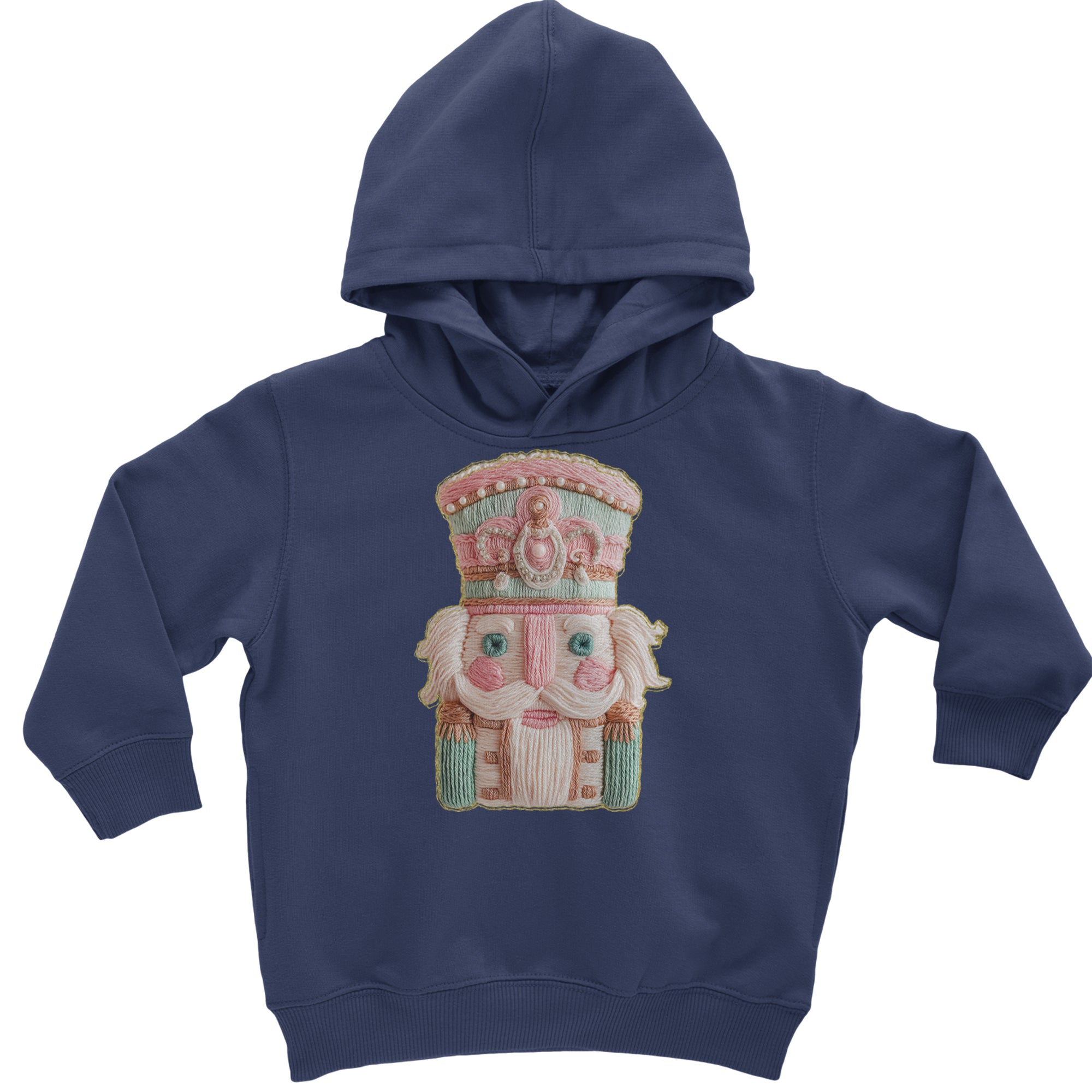 Vintage Nutcracker Embroidery Art Soft Cottagecore Toddler Hoodie Or Infant Fleece Romper Navy Blue