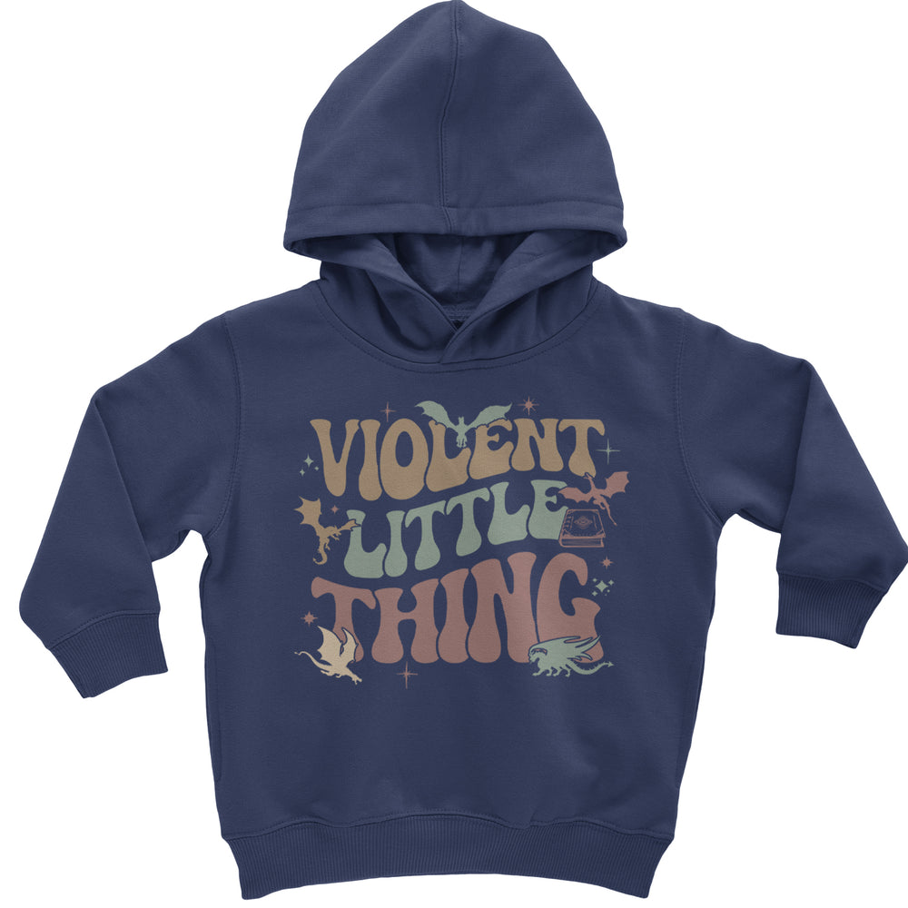 Violent Little Thing Dragon graphic on Toddler Hoodie and Baby Fleece Onesie in Navy Blue