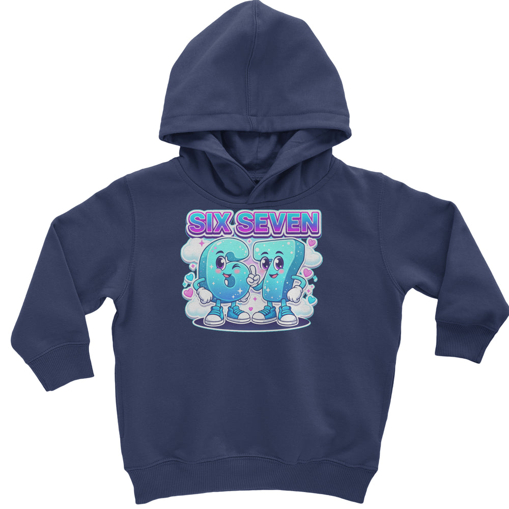 67 Six Seven Meme Kawaii Cloud graphic on Toddler Hoodie and Baby Fleece Onesie in Navy Blue